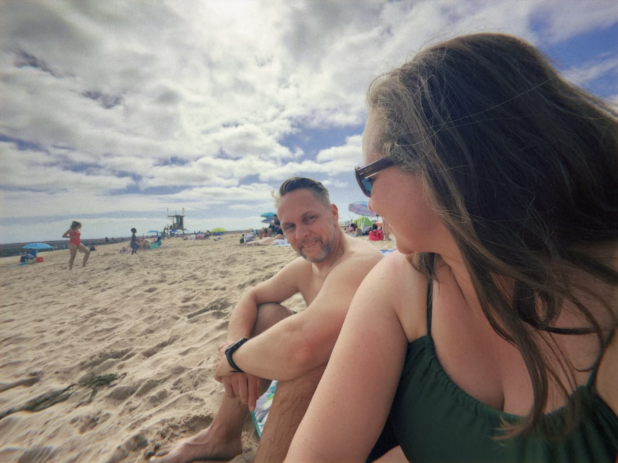 Travelers at a beach resort